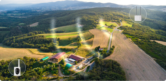 Aerial view of a farm